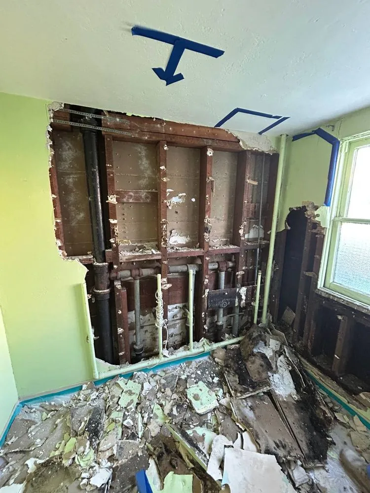 Interior: water damage rebuild — before restoration
