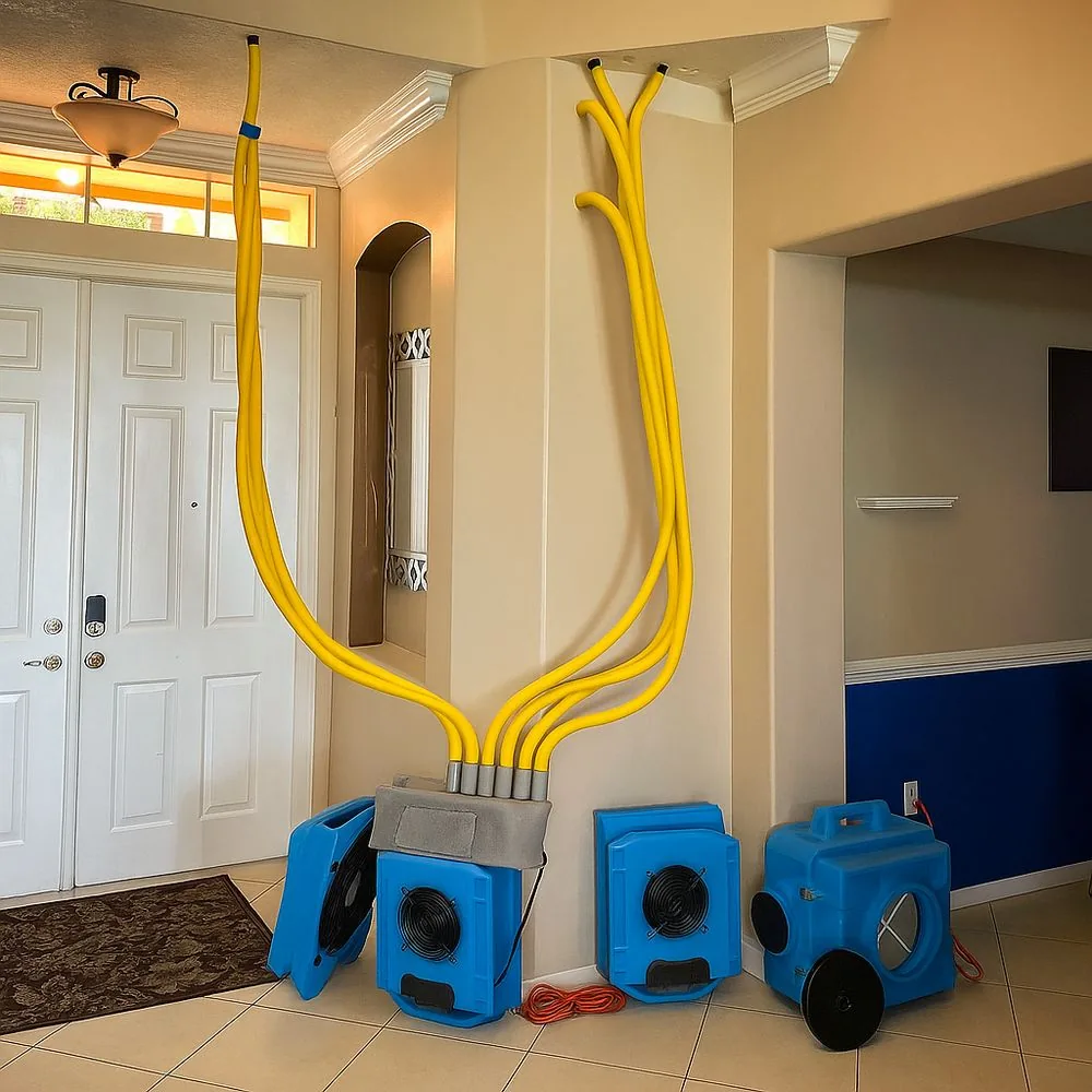 YKCA Restoration drying equipment on a Bay Area water loss